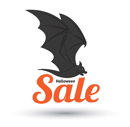Sale text with bat for halloween sale promotion product. Vector illustration.のイラスト素材