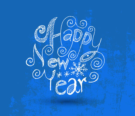 Happy new year  greeting card lettering. Vector illustration.のイラスト素材