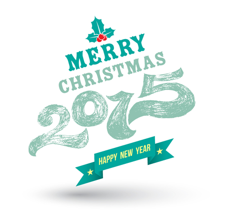 Happy new year  greeting card lettering. Vector illustration.のイラスト素材