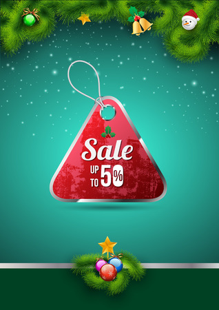 Sale tag on christmas background. Vector illustration.のイラスト素材