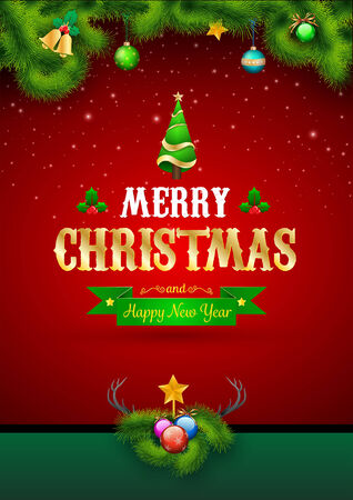 Merry christmas and happy new year card. Vector illustration.のイラスト素材