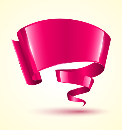 Pink ribbon banner twist. Vector illustration.のイラスト素材
