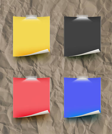 Note papar color set on paper texture. Texture of crumpled paper. Vector illustration.のイラスト素材