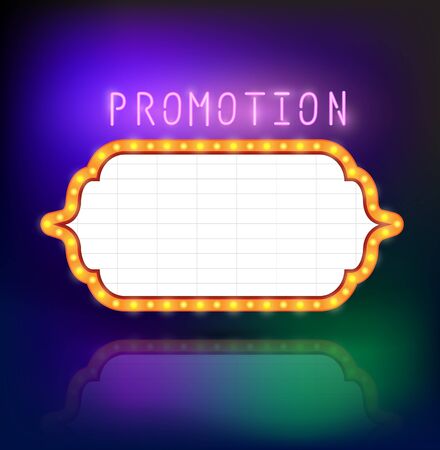 Brightly glowing retro american advertising signpostのイラスト素材