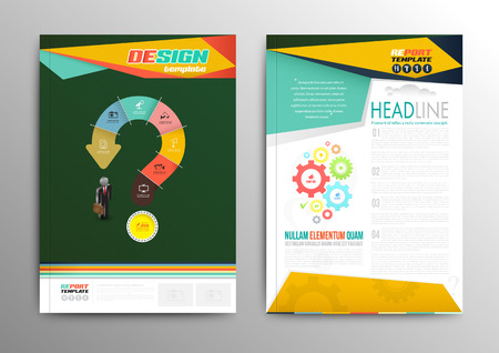 Vector brochure template design business concept question mark. Vector illustration. Can use for business brochure.のイラスト素材