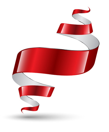 Red ribbon modern art banner. Vector illustration.のイラスト素材