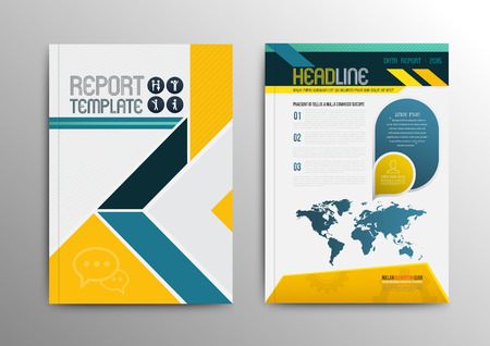 Vector brochure template design with world map. Vector illustration. Can use for business brochure.のイラスト素材
