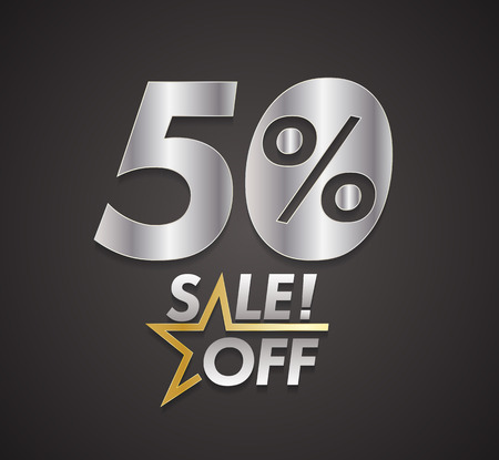 Fifty percent sale off with star. Vector illustration.のイラスト素材