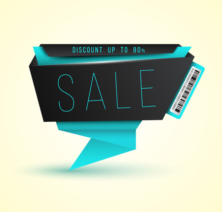 Modern origami banner SALE with barcode. Vector illustration. Can use for promotion.のイラスト素材