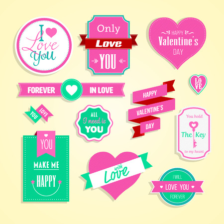 Happy valentines day cards element set. Vector illustration.のイラスト素材