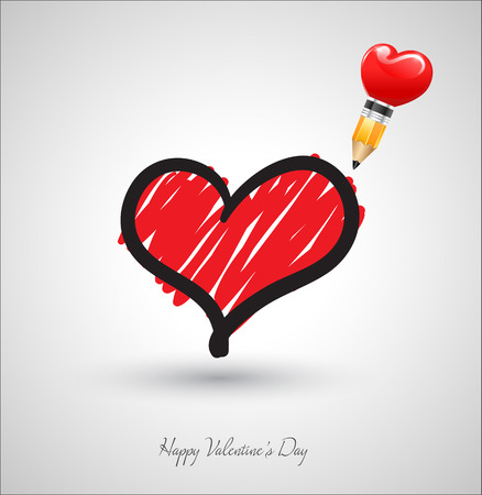 Art heart drawing with pencil. Vector illustration. Can use for wedding and valentine's day.のイラスト素材