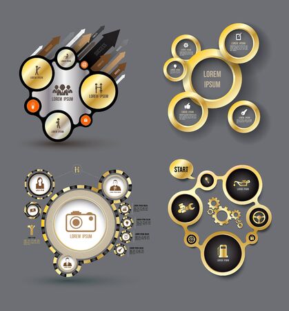 infographic elements with icons set, web layout, presentations, vector illustration.のイラスト素材