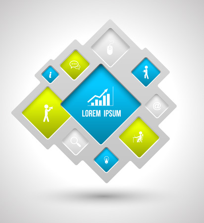 Vector square modern with icons for business concepts , can use for info-graphic, business report or plan, modern template, education template, business brochure, system diagram, banner templateのイラスト素材