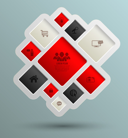 Vector square for business concepts with icons, can use for info-graphic, modern banner template, education template, business brochure, system diagram, and printing ad.のイラスト素材