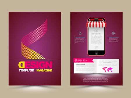 Abstract Vector Brochure Template with smartphones. Flyer Layout. Flat Style. Infographic Elements. Vector illustration.のイラスト素材
