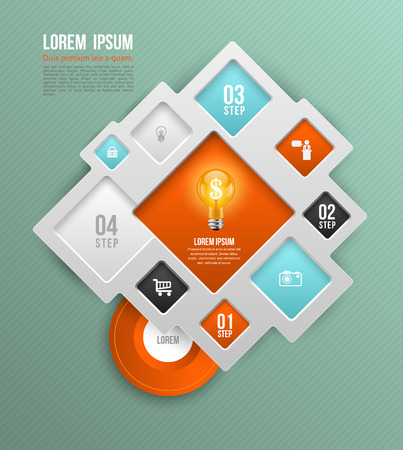 Vector square concepts with icons, can use for info-graphic, modern banner template, education template, business brochure, system diagram, and printing ad.のイラスト素材