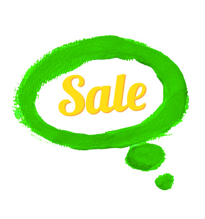 Speech banner sale paint water colour on canvas paper texture. Vector illustration. Can use for promotion.のイラスト素材