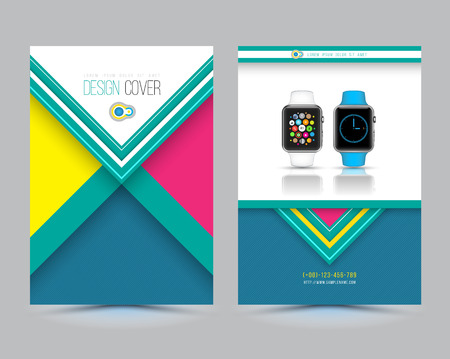Abstract Vector Brochure Template with smart watch. Flyer Layout. shadows style. Infographic Elements.のイラスト素材