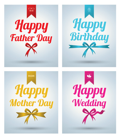 Happy Father Day, Mother day, Wedding, Birth day, Banner set. Vector illustration.のイラスト素材