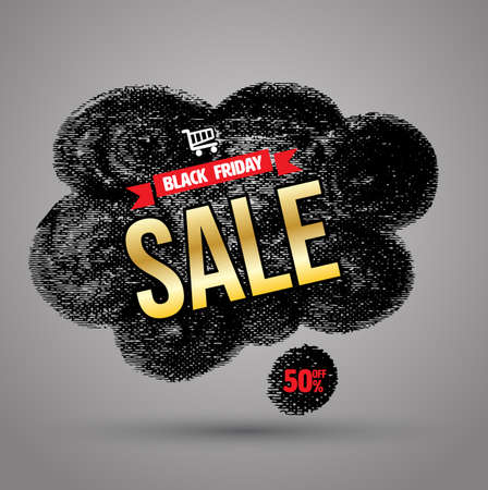 Doodle banner black friday sale. Vector illustration. Can use for promotion element.のイラスト素材