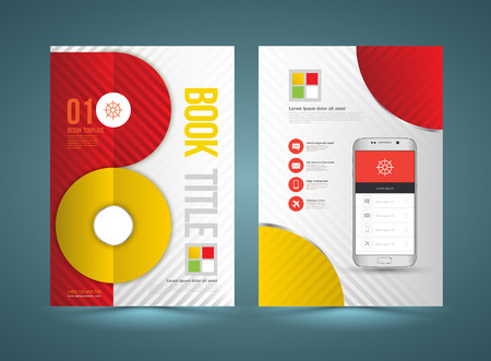 Vector brochure template design with new smartphone. Business graphics brochures. Used for cover layout, infographics, brochures, flyers and prints.のイラスト素材