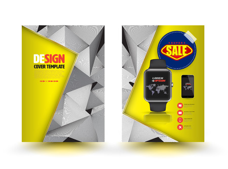 Vector abstract brochure template design with smart watch. Business graphics brochures. Used for cover layout, infographics, brochures, flyers and prints.のイラスト素材