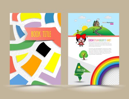 Vector brochure template design cartoon style. Business graphics brochures. Used for cover layout, infographics, brochures, flyers and prints.のイラスト素材