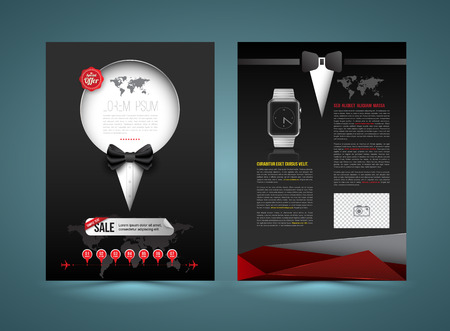 Vector brochure template design tuxedo style. Business graphics brochures. Used for cover layout, infographics, brochures, flyers and prints and for promotion poster.のイラスト素材