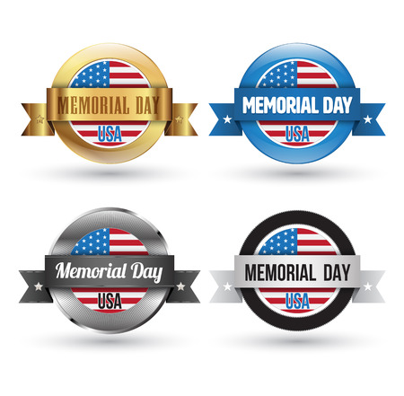 Memorial day. us seal and banner illustration design set. Vector illustration.のイラスト素材
