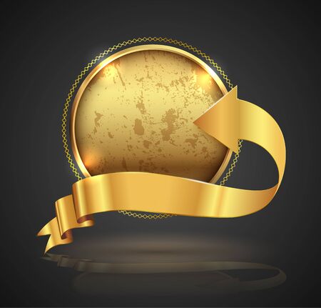 Gold badge. Vector illustration.のイラスト素材