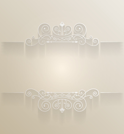 Vintage vector background paper, divider, header, ornamental frame template, Vector illustration.のイラスト素材