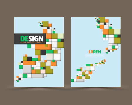 Abstract rectangles template design. Flyer or booklet. Vector illustration. Can use for magazine, printing and layout brochure cover.のイラスト素材
