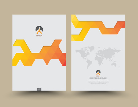 Cover template front and back triangle pattern modern style. Abstract Triangle design layout for magazine brochure flyer presentation poster booklet cover annual report in A4 size.のイラスト素材