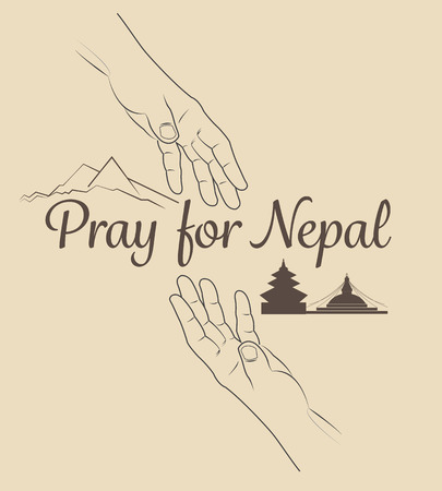 Help for NEPAL Earthquake Crisis nature abstract on helping hands. Vector illustration.のイラスト素材