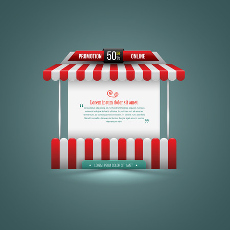 Vector illustration of a stall. Can use for promotion sale. Can use element for poster promotion and advertising.のイラスト素材