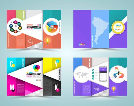 Professional business three fold flyer template, corporate brochure or cover design, can be use for publishing, print and presentation. Vector illustration.のイラスト素材