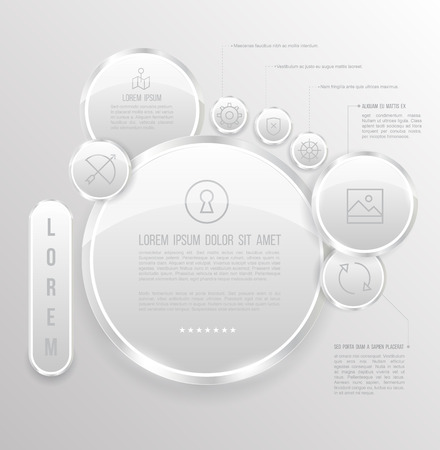 Circles group with icons. Vector illustration. Can use for interface, presentation, business report and concept.のイラスト素材