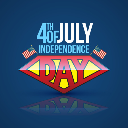 Independence day banner super hero style. Vector illustration. 4th of independence day.のイラスト素材