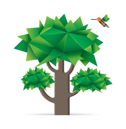 Tree with bird. Vector illustration.のイラスト素材