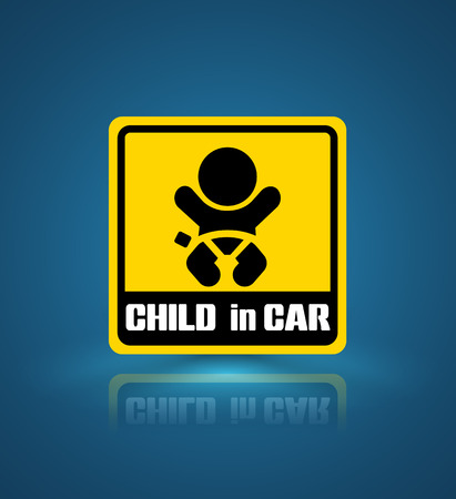 Child in car banner. Vector illustration. Can use for sticker and tag label on car.のイラスト素材
