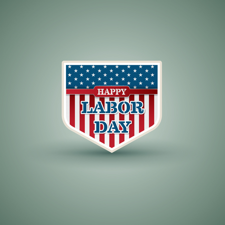 Happy labor day American shield style. Vector illustration.のイラスト素材