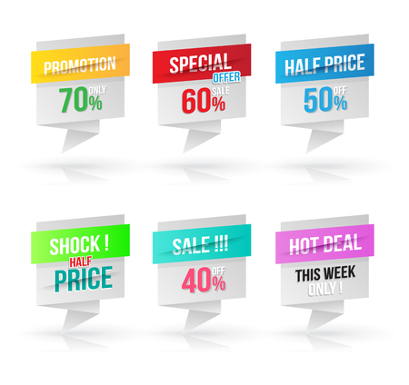 Paper banner modern style set. Vector illustration. Can use for promotion advertising.のイラスト素材