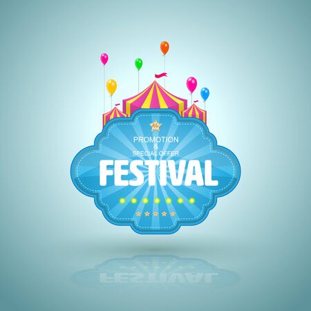 Promotion banner with circus tent and balloon. Vector illustration.のイラスト素材