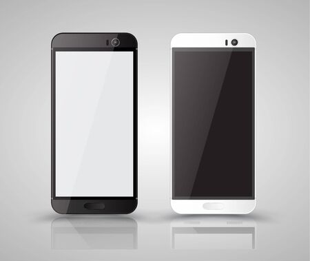 Smartphone mockup black and white. Vector illustration.のイラスト素材