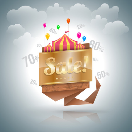 Sale banner origami gold. Vector illustration. Can use for promotion.のイラスト素材