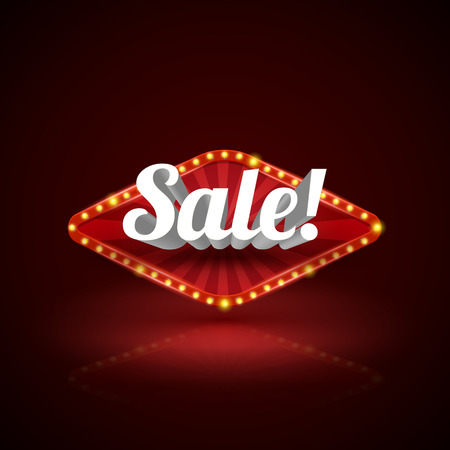 Retro sale signboard. Vector retro banners for sale. vintage billboard, bright signboard, light banner. Vector illustration.のイラスト素材