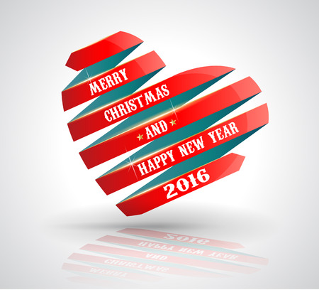 Origami heart with merry christmas and happy new year.のイラスト素材