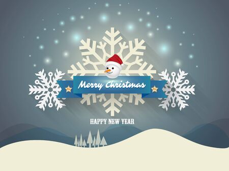 Banner Merry christmas with snow man and snow flake.のイラスト素材