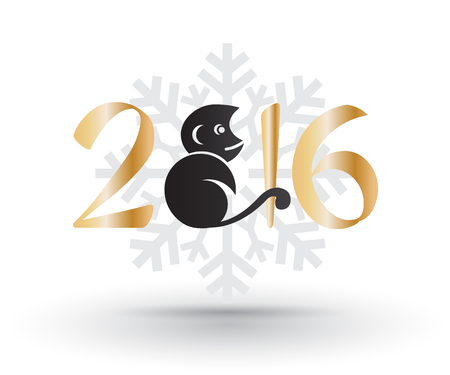 2016 with monkey and snowflake.のイラスト素材