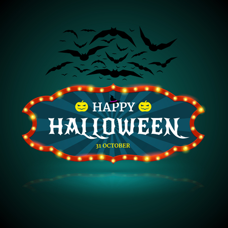 Happy Halloween banner with bat.のイラスト素材